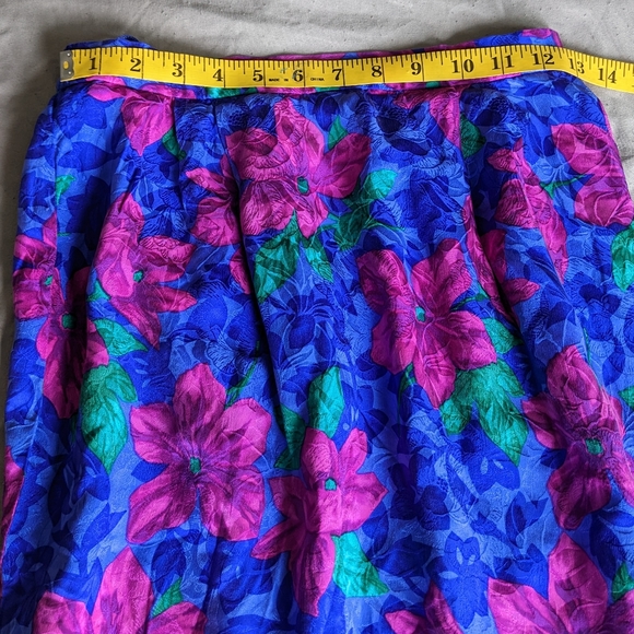 Vintage 100% silk dazzling floral pleated pencil skirt - Picture 15 of 16